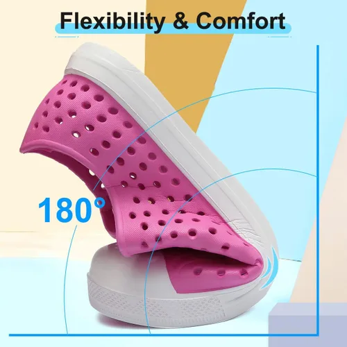 Vista 4 de QLZ Zapatos de agua para niños y niñas, sandalias de jardín, zapatos de goma, zapatos de playa, antideslizantes, ligeros, transpirables, de secado
