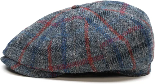 Vista 11 de Sterkowski Shelby Gorra 100% Harris Tweed Newsboy para hombre Sombrero de estilo pico de 8 paneles Negro/Amarillo