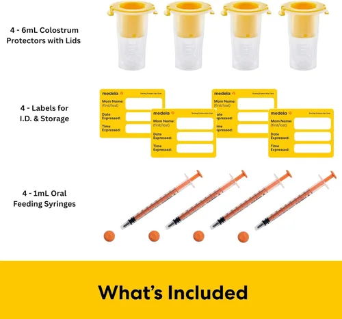 Vista 6 de Medela Kit de recolección y alimentación de calostro, incluye colectores de calostro y jeringas de alimentación oral, recoge, almacena y alimenta