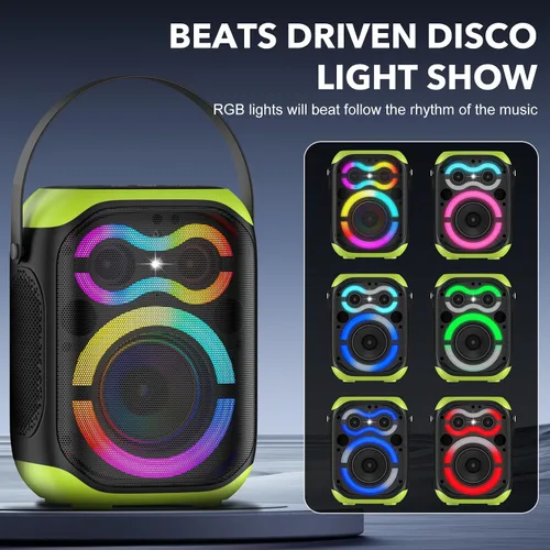 Vista 5 de Altavoces Bluetooth portátiles 80 W gran potente inalámbrico al aire libre fuerte estéreo sonido bajo profundo Boombox TWS altavoz de fiesta en casa