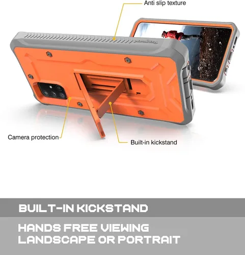 Vista 6 de ArmadilloTek Vanguard - Funda diseñada para Samsung Galaxy A51 4G, grado militar, cuerpo completo, resistente, con función atril sin protector
