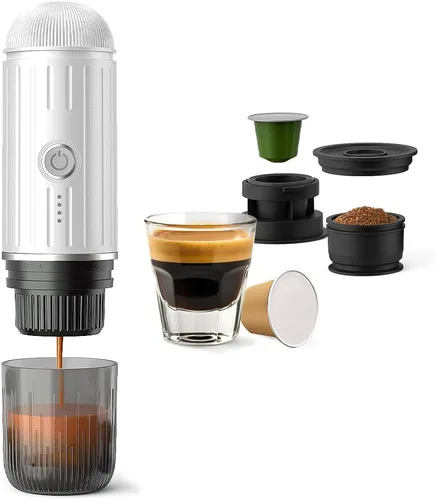 Vista 9 de Cafetera eléctrica portátil de café expreso, cafetera de viaje para camping, cafetera de auto con calentamiento automático con USB-C, con café