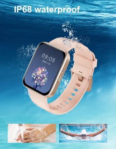 Vista 5 de Relojes inteligentes para hombres y mujeres (respuestas/hacer llamadas) compatibles con teléfonos iPhone Android, reloj inteligente de 1.85 Rosa