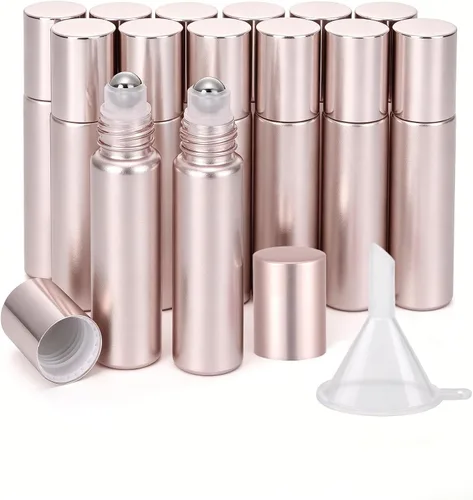 Vista 7 de Kesell Botellas de rodillo de vidrio de 0.2 fl oz, rosa transparente Rosa claro