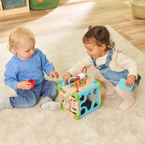 Vista 6 de VTech Cubo de juego interactivo de madera, cubo de juego interactivo con madera certificada FSC®, con varios elementos, canciones y música