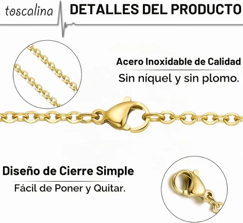Vista 5 de Paquete de 20 cadenas de collar chapadas en oro de acero inoxidable a granel para fabricación de joyas, 16 pulgadas