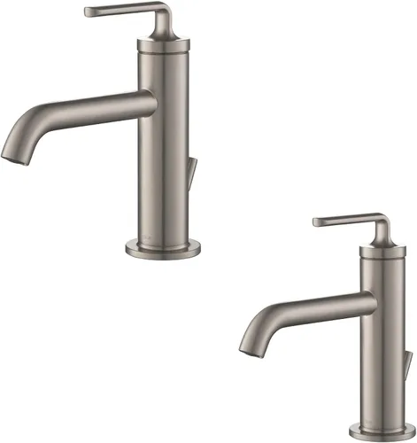 Vista 20 de KRAUS Ramus KBF-1221BG-2PK - Grifo de lavabo de baño de una sola manija con drenaje de varilla de elevación en oro cepillado