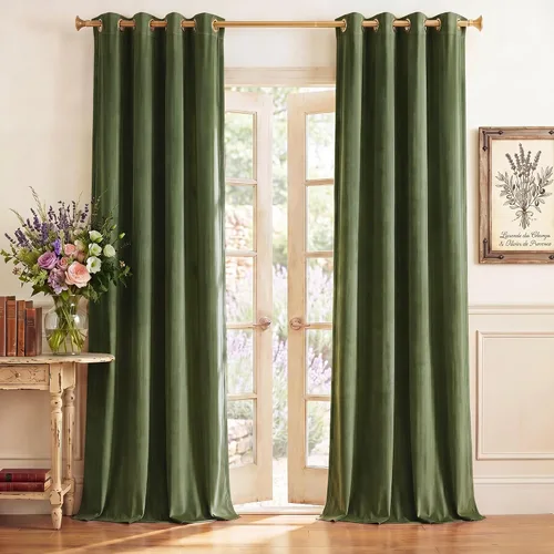 Vista 15 de StangH Cortinas de terciopelo gris de 84 pulgadas para oscurecer la habitación, con aislamiento térmico, cortinas gruesas y pesadas para sala