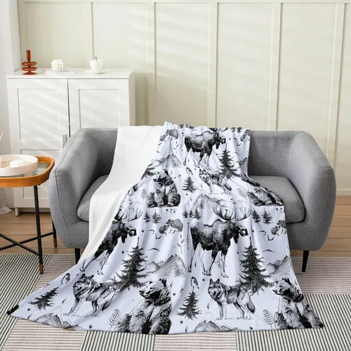 Vista 19 de Erosebridal Manta de pingüino de 40 x 50 pulgadas para niños y niñas, manta de franela gris blanca y negra con diseño de animales antárticos