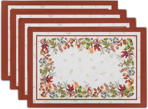 Vista 17 de Juego de 4 manteles individuales de otoño para mesa de comedor, hojas de calabazas de otoño, cosecha de Acción de Gracias, tela lavable