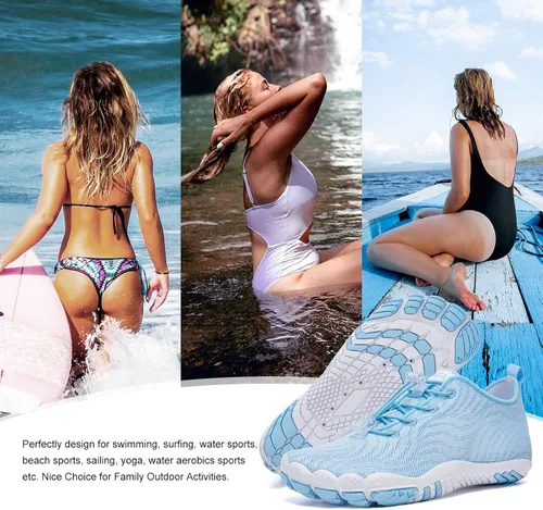 Vista 7 de HIITAVE - Zapatos de agua minimalistas para mujer, de secado rápido, para hacer natación, bucear, surfear, hacer deportes acuáticos, ir a