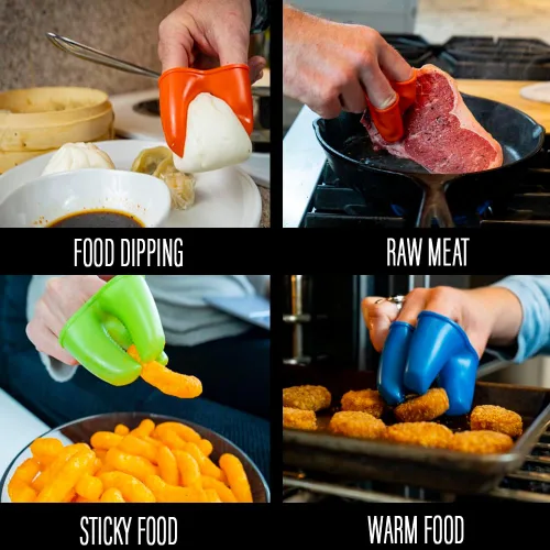 Vista 2 de Protector de dedos de silicona para rallar queso y verduras con cortador de mandolina, accesorios de cocina, paquete de 2