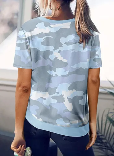 Vista 2 de Biucly Camiseta de manga corta con cuello redondo para mujer