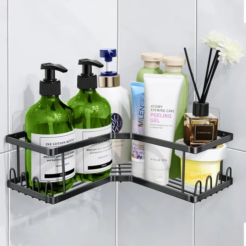 Vista 3 de Organizador de ducha esquinero, estantes de baño adhesivos colgantes, organizadores de baño y almacenamiento para ducha interior, accesorios
