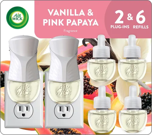 Vista 12 de Air Wick Kit de inicio de aceite perfumado enchufable, 2 calentadores + 6 repuestos, lino fresco, el mismo olor familiar de ropa fresca, ecológico
