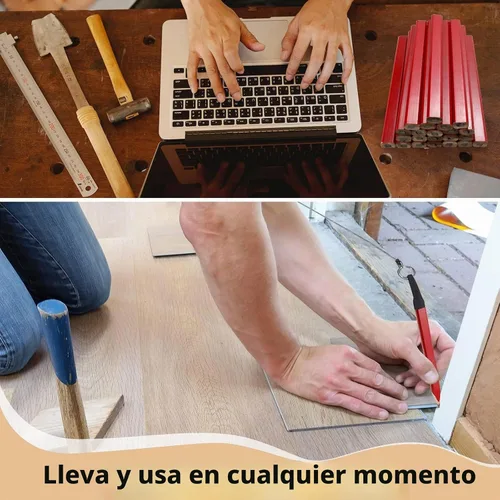 Vista 5 de Rcybeo 24 lápices de carpintero, lápices de construcción con soporte retráctil y sacapuntas