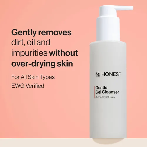 Vista 3 de Honest Beauty Gentle Gel Everyday Face Cleanser + Crema hidratante de hidrogel Vegano + seguro para pieles sensibles 5 onzas líquidas, 1.7 onzas