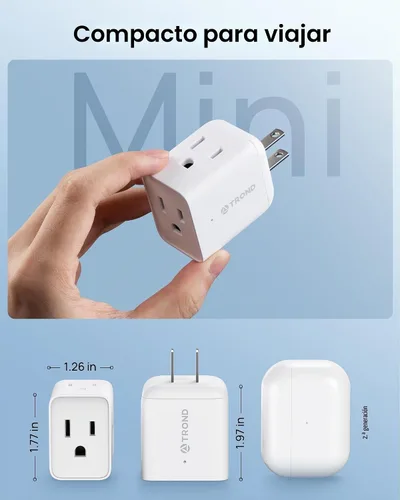 Vista 7 de TROND Adaptador de salida de 2 clavijas a 3 clavijas, extensor de salida de pared de múltiples enchufes, divisor de enchufe de 3 vías, expansor