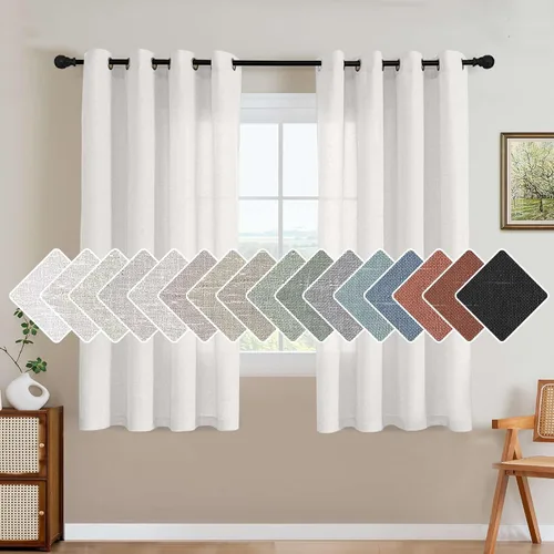 Vista 59 de H.VERSAILTEX Elegant - Cortinas texturizadas de lino natural mezclado con eficiencia energética, filtrado de luz, con ojales de níquel
