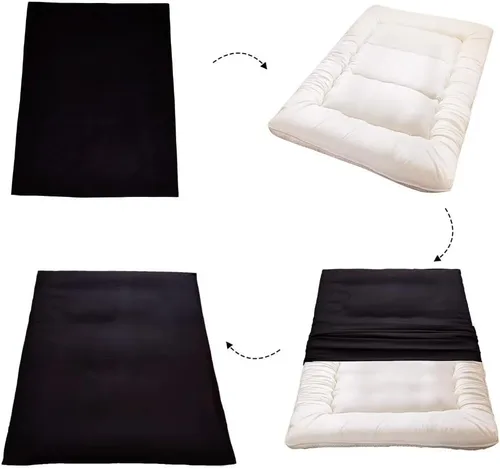 Vista 6 de Funda para futón japonés de piso con cierre, súper suave y lavable a máquina Twin Full Queen