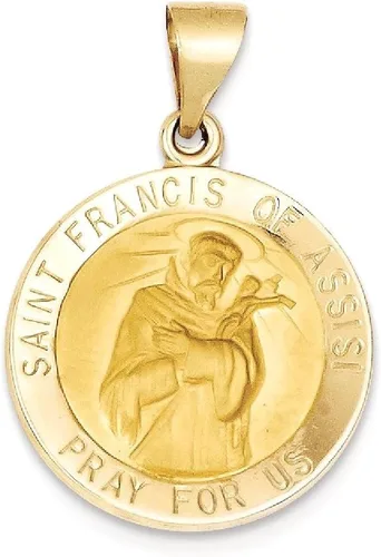Vista 10 de IceCarats Colgante con dije de oro amarillo de 14 quilates con medalla de San Francisco de Asís