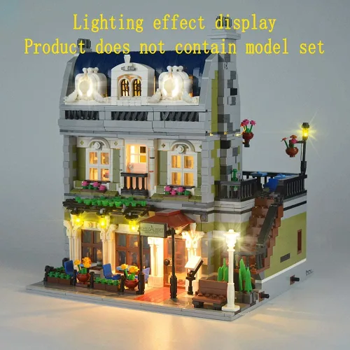 Vista 7 de GEAMENT Kit de luz LED para restaurante parisino Creator Expert - Compatible con el modelo de ladrillos de construcción Lego 10243