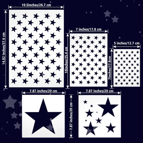 Vista 2 de Plantilla de plantilla de 50 estrellas de la bandera estadounidense, plantilla grande de plástico reutilizable para pintar sobre madera, papel