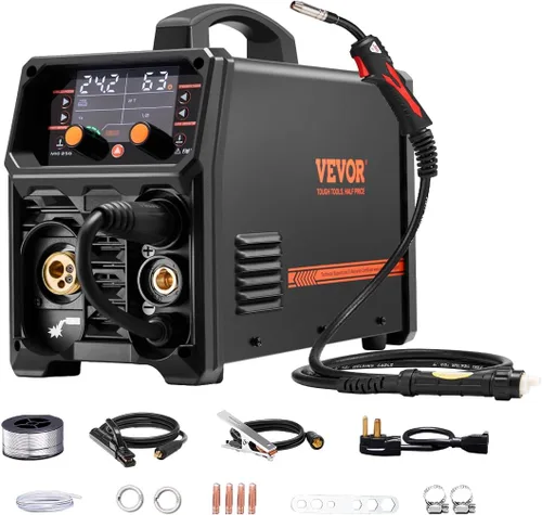 Vista 11 de VEVOR Soldador MIG, Máquina de Soldadura Sinérgica MIG de 130A, Soldadora Multi-Proceso 2-en-1 MIG de Núcleo de Flujo con Gas/sin Gas, Soldador MIG