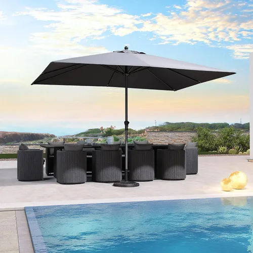 Vista 61 de PURPLE LEAF - Sombrilla de patio rectangular de 6' x 4', sombrilla de mesa para exteriores con marco de aluminio, sombrilla de mercado, sombrilla
