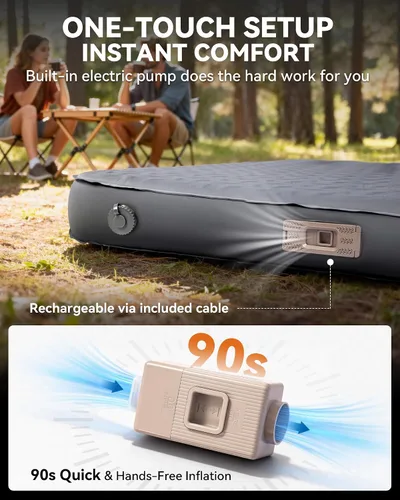 Vista 2 de Hikenture Colchoneta de dormir autoinflable de 4 pulgadas de grosor, colchón de espuma y aire para campamento, tapete de dormir aislado de valor R