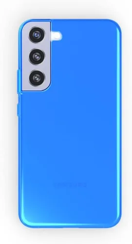 Vista 2 de FELONY CASE - Funda protectora transparente azul neón para Samsung Galaxy S22, TPU y policarbonato que absorbe los golpes - A prueba de grietas