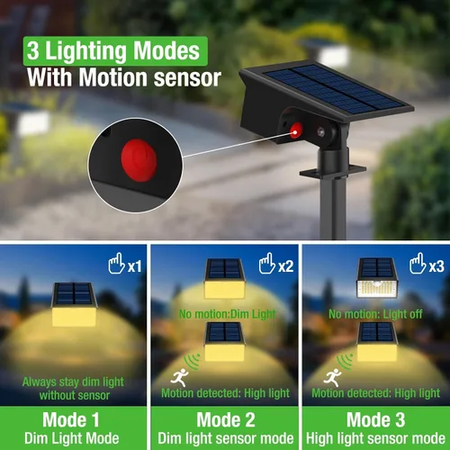Vista 2 de [Paquete de 3 y 62 LED] Reflectores Solares para Exteriores con Sensor de Movimiento, 3 Modos de Sensor de Movimiento, Luces para Exteriores, 2