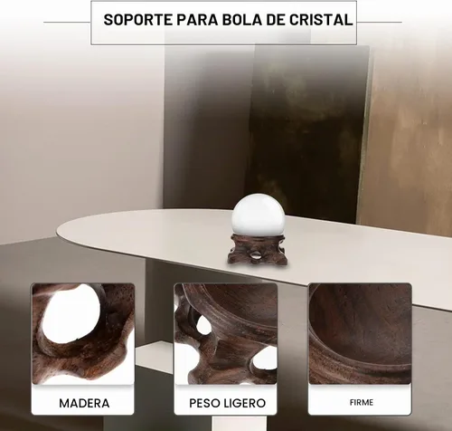 Vista 5 de DOITOOL Soporte de madera para esfera de cristal Soporte de bola de cuarzo Soporte de exhibición de madera Base decorativa Orbe Base de huevo