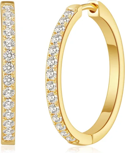 Vista 10 de Gold/Silver Plated Hoops Earrings For Women Hypoallergenic Oro 30 mm.