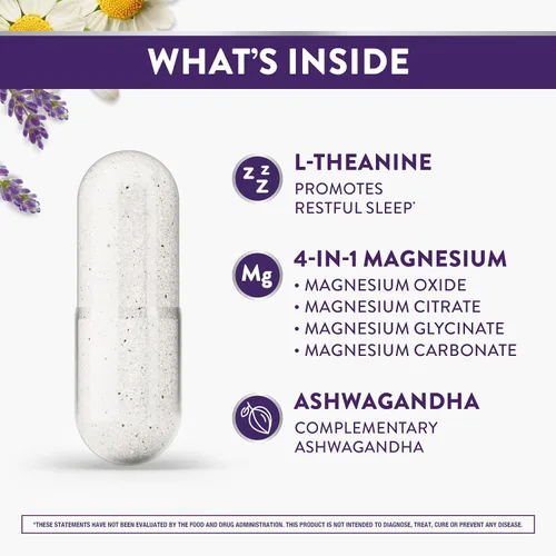 Vista 2 de ZzzQuil Pure Zzzs, +cápsulas de magnesio, L-teanina y magnesio, ayuda para dormir, magnesio 4 en 1: citrato, bisglicinato, óxido y carbonato, ayudas