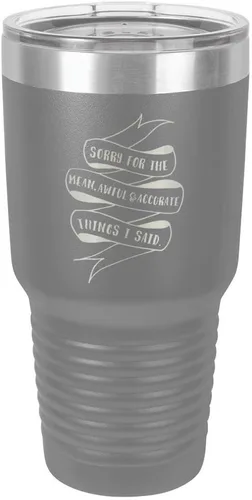 Vista 11 de Sorry for the Mean Awful and Accurate Things I SAID - Vaso negro de 30 onzas con popote y tapa superior deslizante Taza de viaje de acero