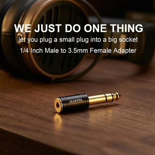 Vista 10 de NANYI adaptador para auriculares estéreo de 1/4 pulgadas a 1/8 pulgadas 1/8" Female to 1/4" Male TRS stereo Audio Adapter; brass body; copper