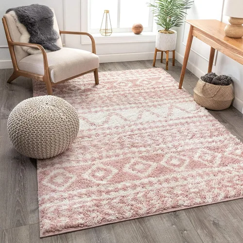 Vista 10 de Well Woven Madison Shag Cossima - Alfombra tribal marroquí gris de 5 pies 3 pulgadas x 7 pies 3 pulgadas, crema, 5 pies 3 pulgadas x 7 pies 3