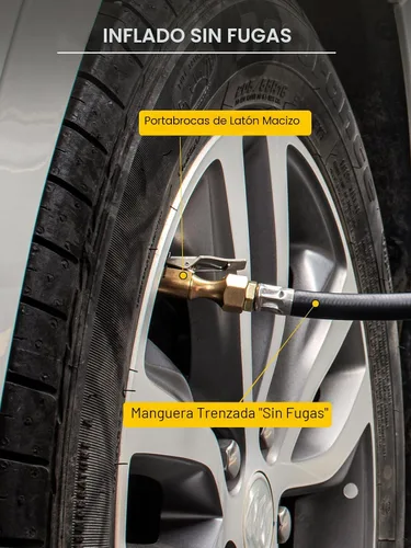 Vista 5 de AZUNO Inflador de neumáticos digital con manómetro, 200 PSI, accesorios de compresor de aire resistentes, con manguera de goma, bloqueo