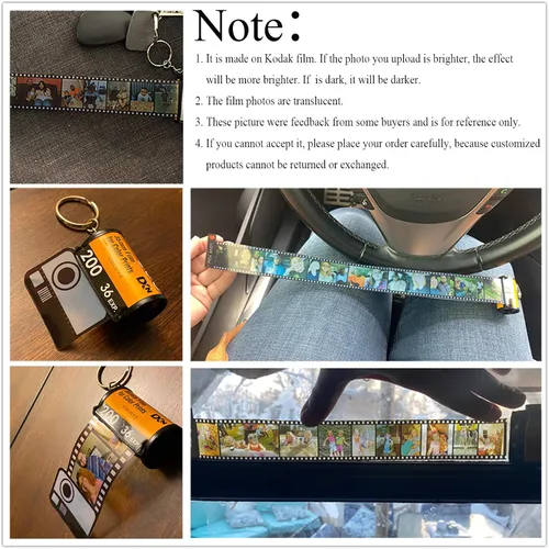 Vista 6 de Llavero personalizado, rollo de película de cámara personalizado con imágenes para mujer