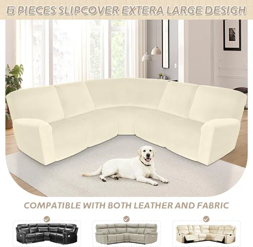 Vista 373 de Arfntevss Fundas de sofá seccional reclinable de terciopelo, Funda de sofá seccional de esquina para sofá reclinable, Funda elástica suave