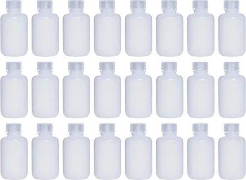Vista 7 de Botellas de reactivo de HDPE de boca estrecha de 2.0 fl oz, 2 onzas, con tapas de polipropileno, paquete de 20