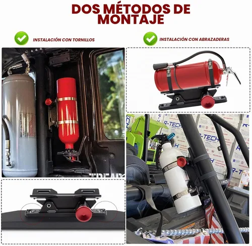 Vista 5 de Soporte para extintor de incendios de liberación rápida, soporte de montaje para extintor de incendios de automóvil de aluminio para vehículo UTV