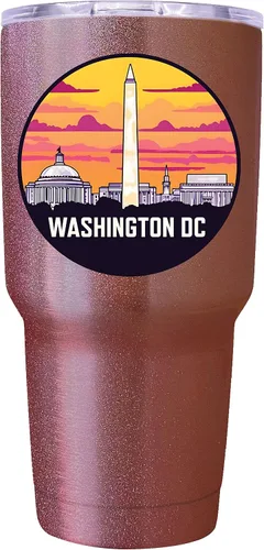 Vista 28 de Washington, D.C. Souvenir - Vaso aislado de acero inoxidable, 24 onzas, color negro, A