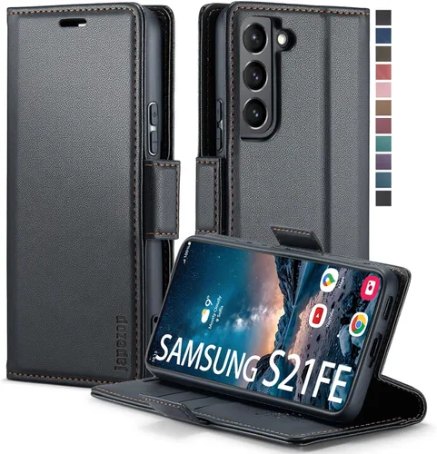Vista 27 de Funda tipo cartera para Samsung Galaxy S21 5G con bloqueo RFID, color negro