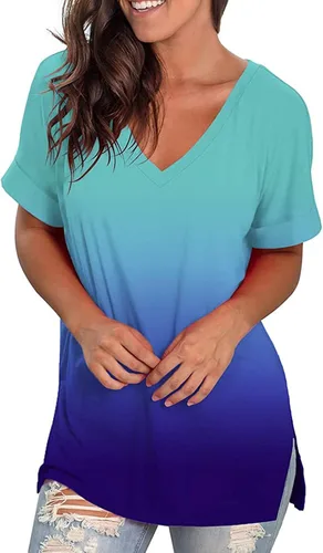 Vista 4 de DASAYO Camisetas casuales de verano para mujer, talla grande, camisas de manga corta, blusa para salir, túnica para mujer