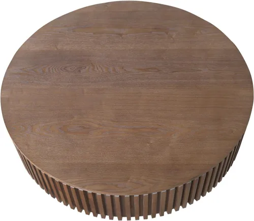 Vista 6 de KEVINSPACE Mesa de centro redonda de 39.37 pulgadas para sala de estar, mesa de café redonda de madera con almacenamiento mesas de centro para sala