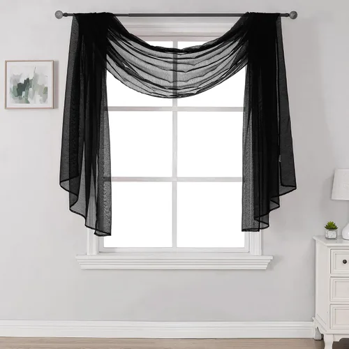 Vista 37 de Bufanda transparente para ventana de 144 pulgadas de largo, color azul bebé, perfecta como bufandas de cenefa, así como toldo de cama o decoración