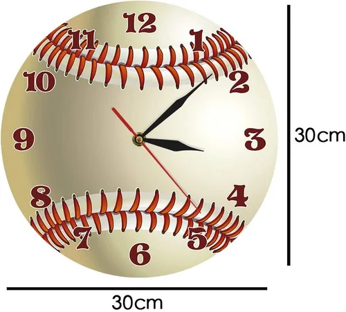 Vista 2 de The Geeky Days Reloj de pared con diseño de béisbol, decoración de pared para sala de deportes, personaliza tu nombre, reloj de cuarzo silencioso