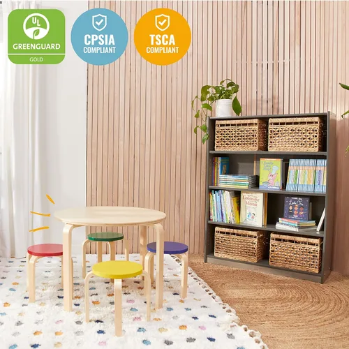 Vista 5 de Mesa ECR4Kids de madera natural curvada, Variados, 1